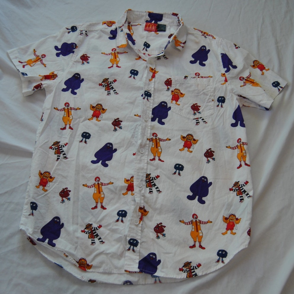 Mcdonalds All Over Print Short Sleeve Button Up Medium